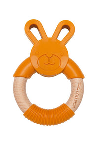 Loulou LOLLIPOP - Silicone & Wood Teething Ring - Bunny - Golden