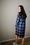 The Roster - Navy Plaid Long Shirt