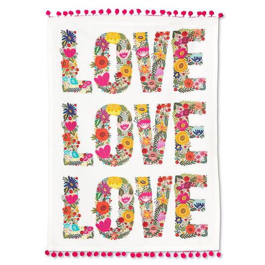 Town & Country - LOVE Tea Towel with Pompom Trim