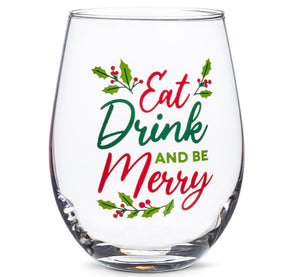 Town & Country - Eat Drink And Be Merry Stemless Wine Glass