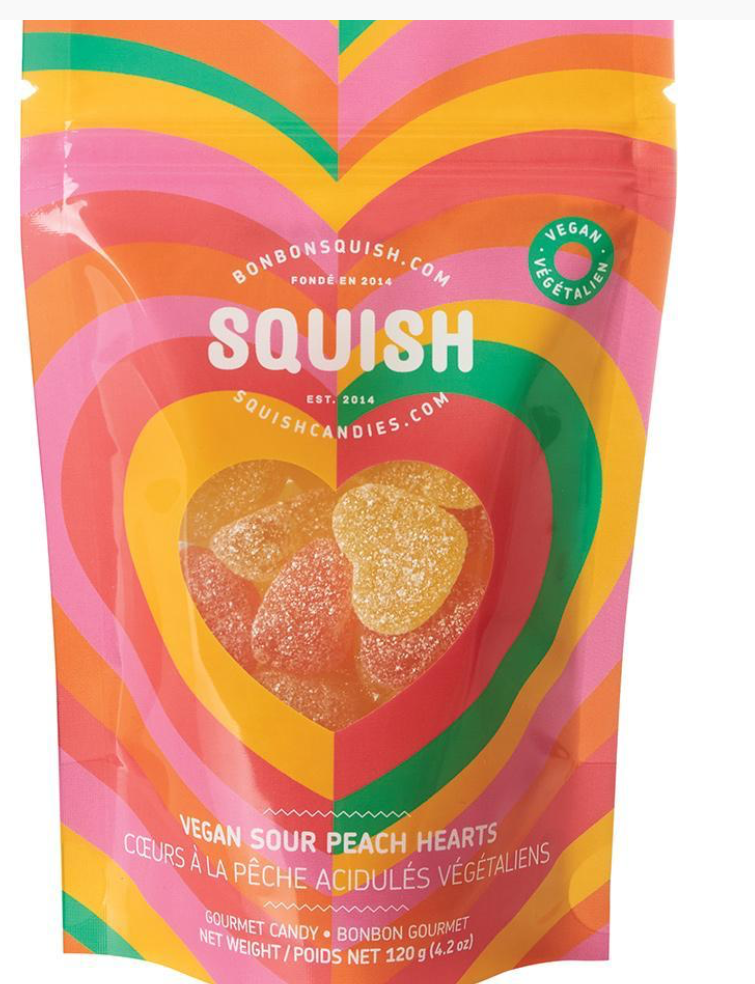 Squish Candies - Vegan Sour Peach Hearts