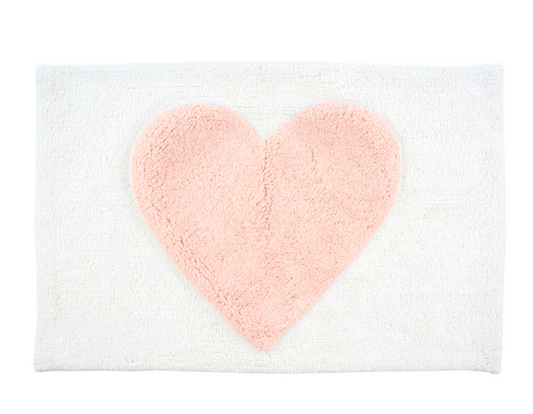 Town & Country - White & Pink Heart Bath Mat